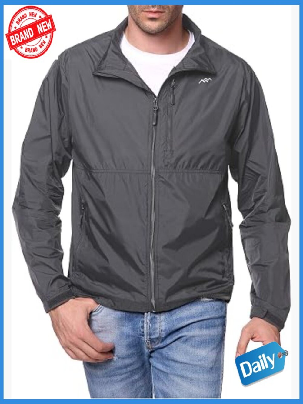 Men's Lightweight Windbreaker Jacket - Packable Water Resistant
